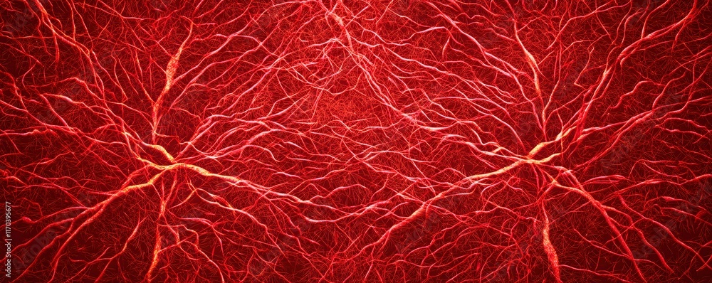 Fototapeta premium Intricate Red Neural Network Visualization