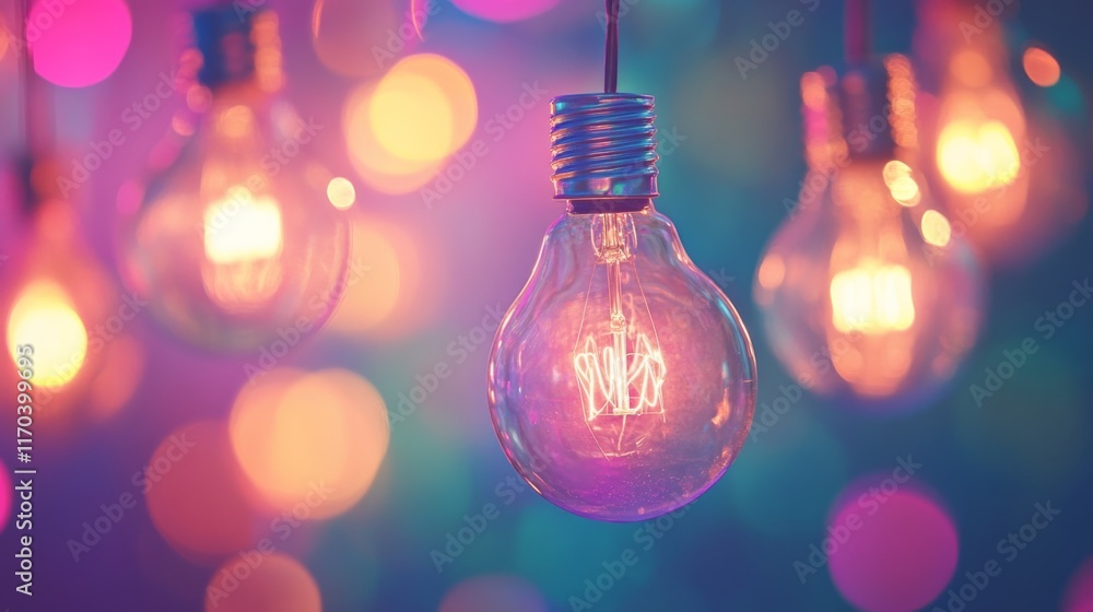 Vibrant Light Bulbs with Clean Lines and Engaging Background Vibrant Light Bulbs with Clean Lines and Engaging Background
