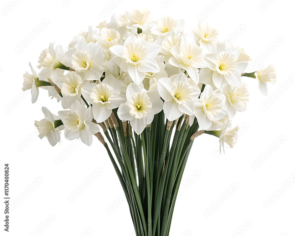 Bouquet of White Daffodils Isolated On A White Background, PNG Transparent Bouquet of White Daffodils Isolated On A White Background, PNG Transparent