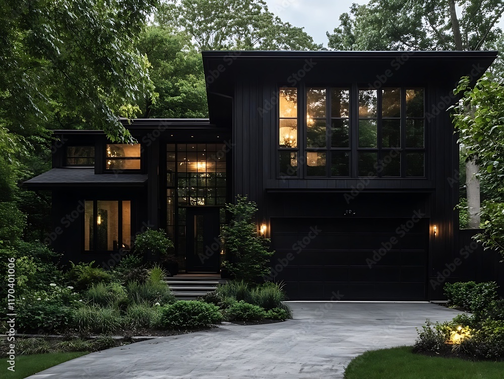 Fototapeta premium simple black-and-white house with clean lines