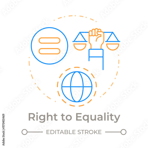 Equality right duo tone concept icon. Social justice, human rights. Democracy, liberty. Round two color outline illustration. Abstract vector design. Easy to use in infographic, presentation photo