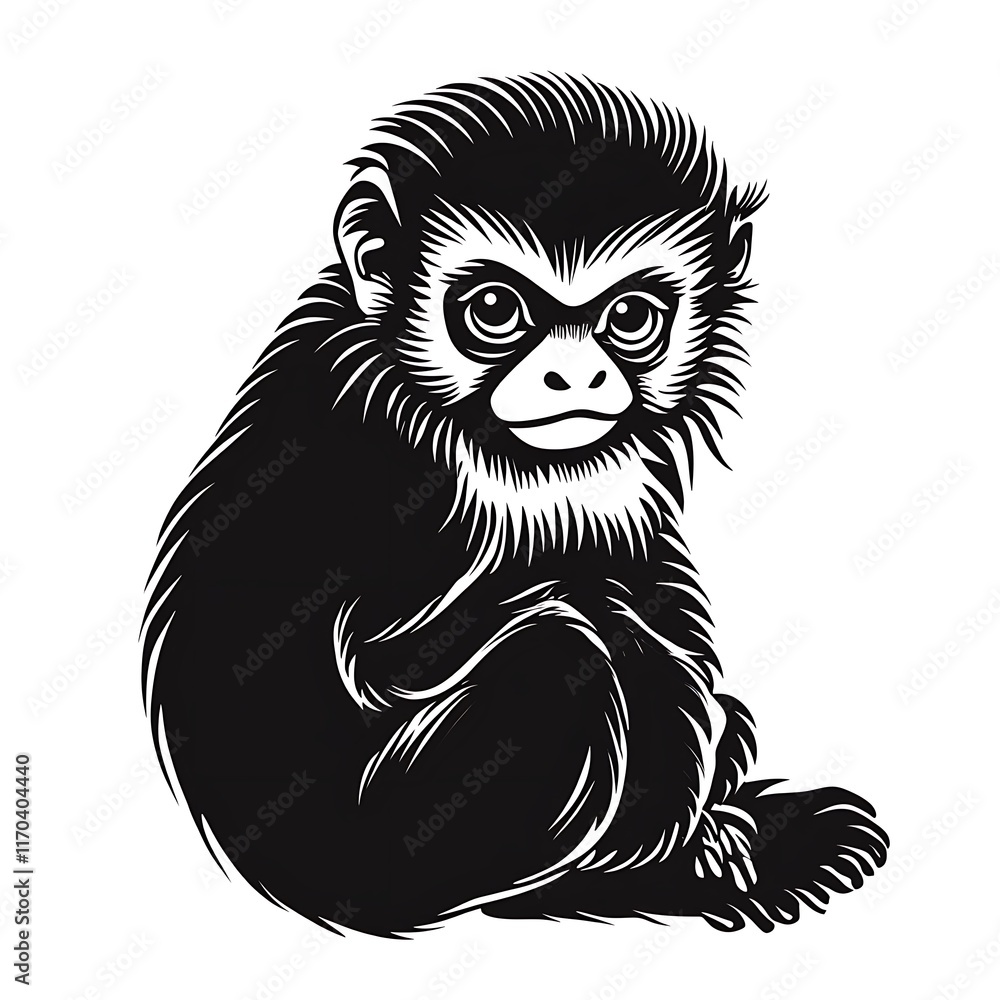 A stylized illustration of a sitting monkey, emphasizing its playful nature. A stylized illustration of a sitting monkey, emphasizing its playful nature.