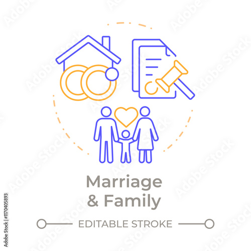 Marriage and family duo tone concept icon. Social democracy, liberty. Ownership, culture. Round two color outline illustration. Abstract vector design. Easy to use in infographic, presentation photo