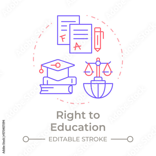 Education right duo tone concept icon. School tests, graduation. Learning, teaching. Round two color outline illustration. Abstract vector design. Easy to use in infographic, presentation photo