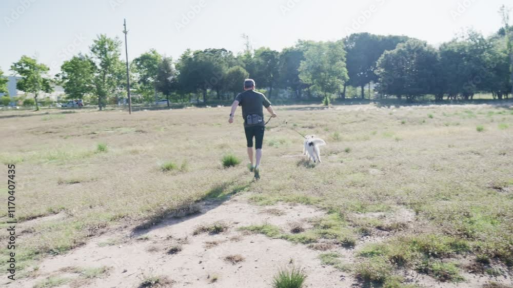 Man Interacts With a Dog in a Sunny Park During a Relaxing Afternoon Man Interacts With a Dog in a Sunny Park During a Relaxing Afternoon