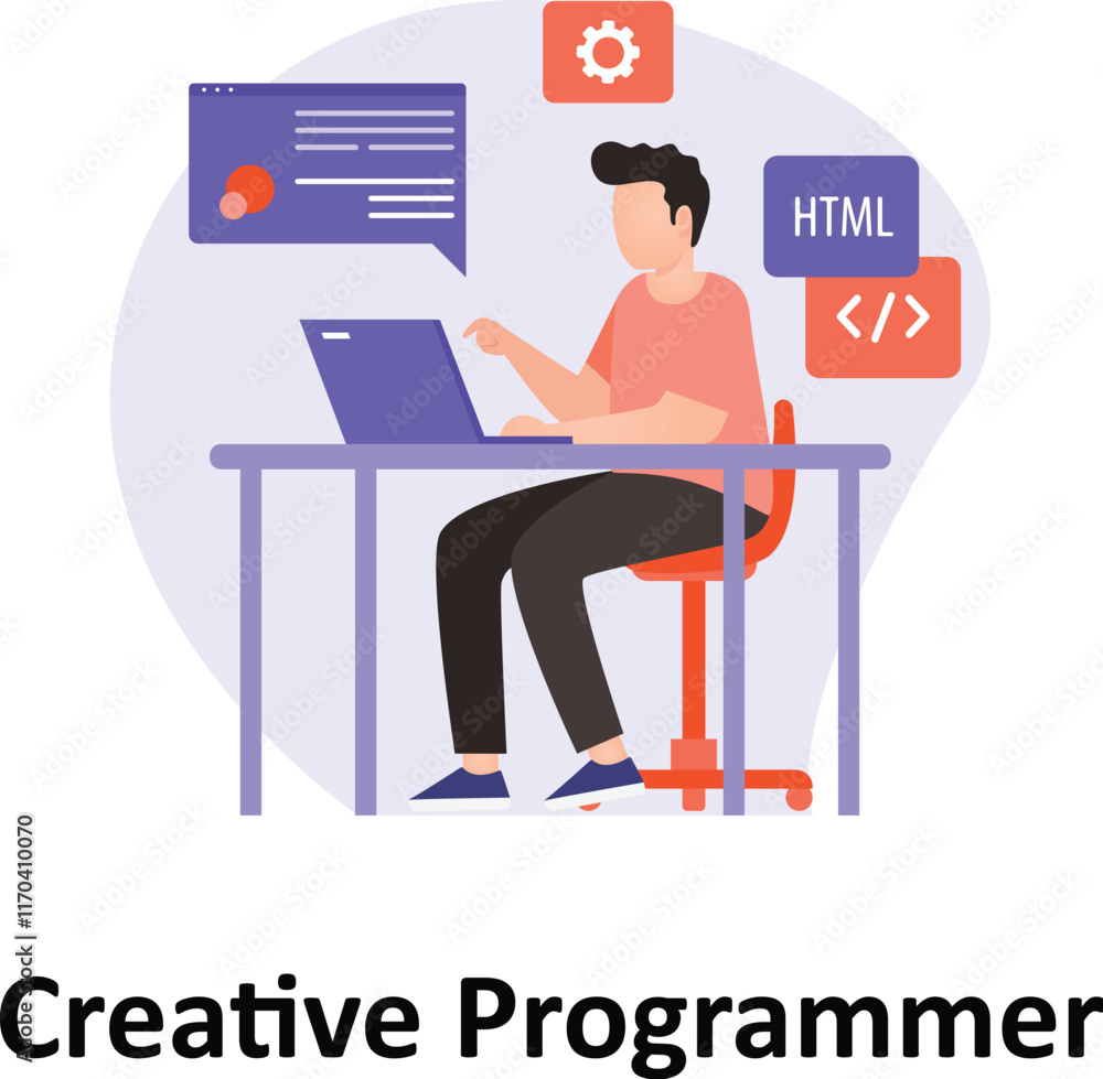 Creative Programmer Vector Illustration Creative Programmer Vector Illustration