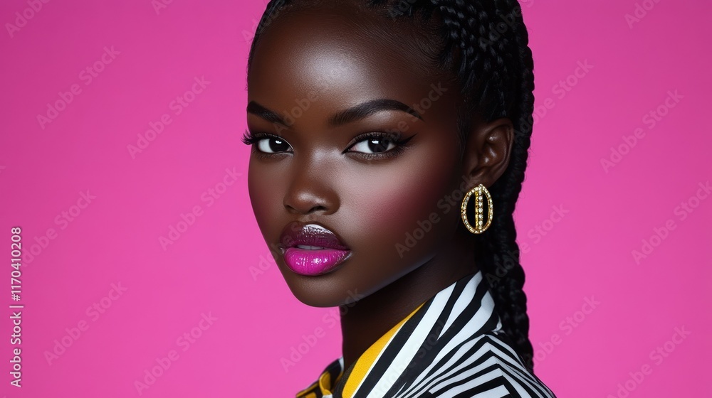 Portrait of a woman with braids and bold makeup. Portrait of a woman with braids and bold makeup.