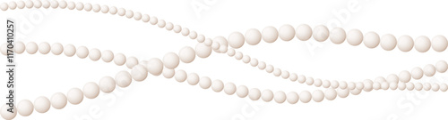 Pearl beads, set of beads of different thickness made of pearls isolated on white background. Vector, cartoon illustration. Vector.