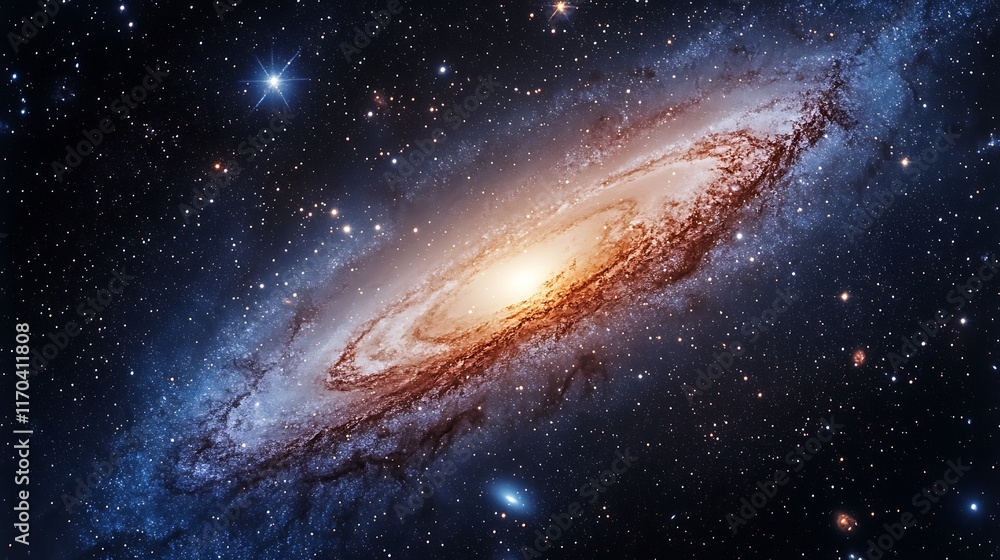 Fototapeta premium A stunning spiral galaxy amidst a field of stars