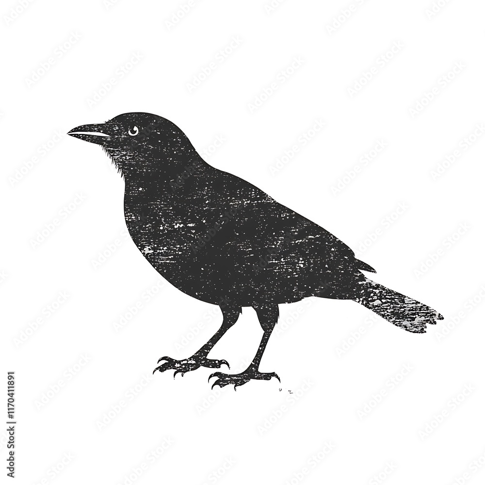 Fototapeta premium A stylized black bird illustration on a white background.