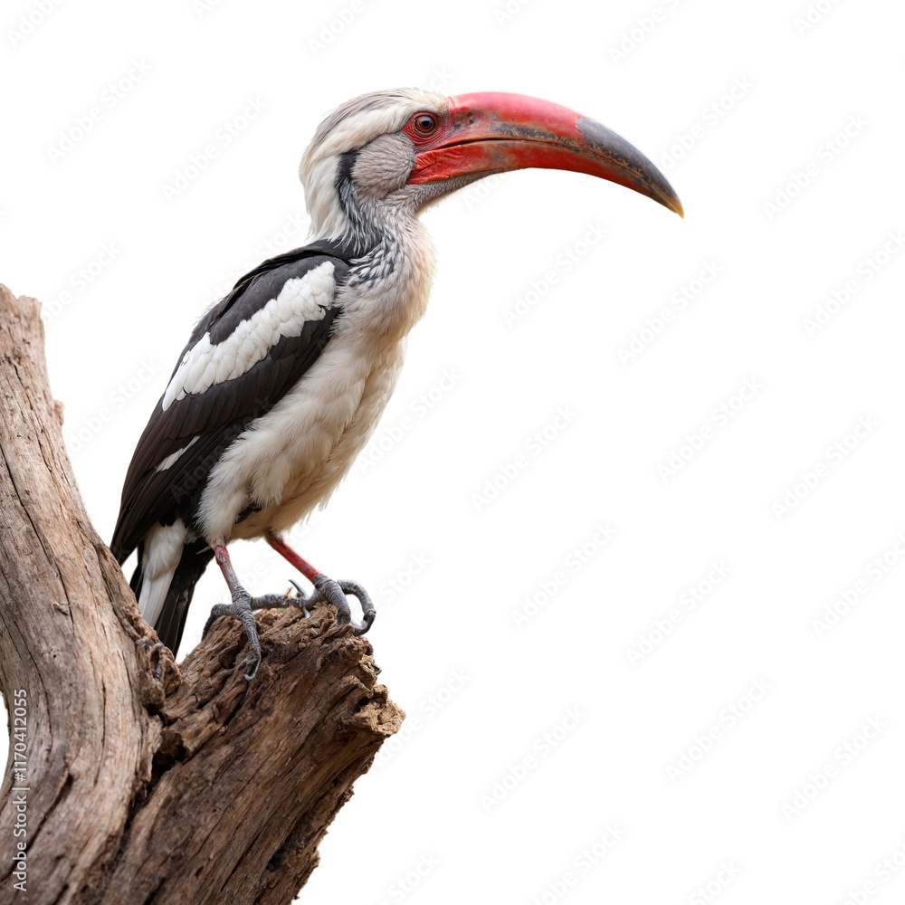 Obraz premium Red-billed Hornbill isolated on white background