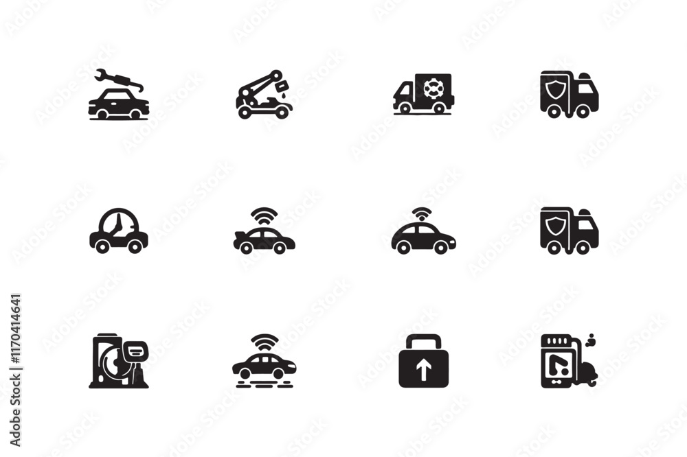Car icon and car logo icon set. Car icon and car logo icon set.