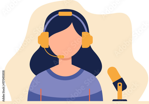 Woman Recording Podcast Illustration