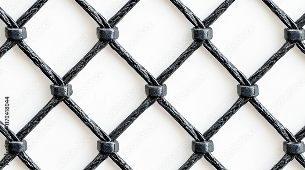 Maschendrahtzaun in Nahaufnahme, weißer Hintergrund 