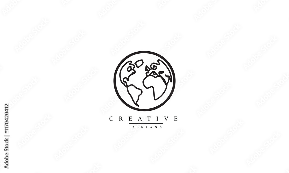 Simple planet icon. Earth sign. World symbol. black design Thin line icon on white background. Vector illustration Simple planet icon. Earth sign. World symbol. black design Thin line icon on white background. Vector illustration