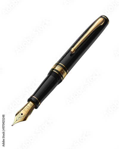 luxurious fountain pen with gold nib and sleek black barrel design