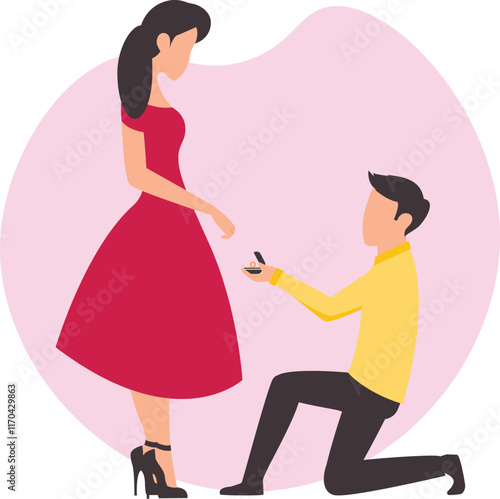 Man Proposing Vector illustration which can easily modify or edit