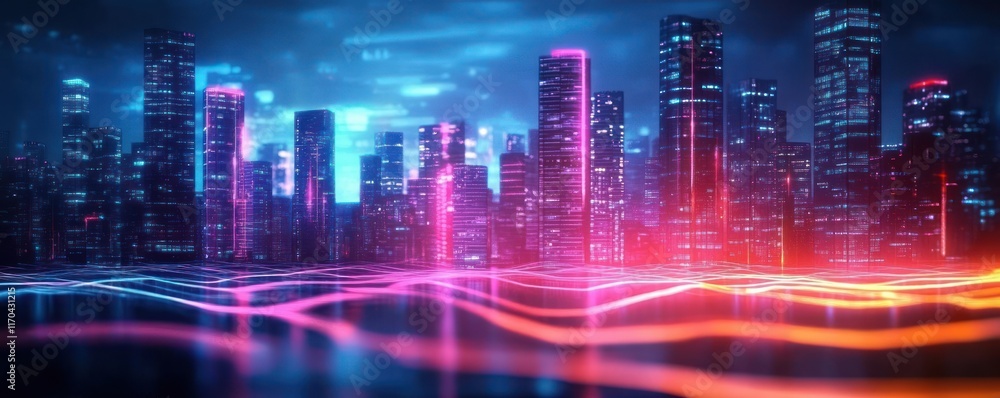Futuristic Cyberpunk Cityscape Digital Background for Technology Neural Networks AI Data Transfer Encryption Multimedia Education Futuristic Cyberpunk Cityscape Digital Background for Technology Neural Networks AI Data Transfer Encryption Multimedia Education