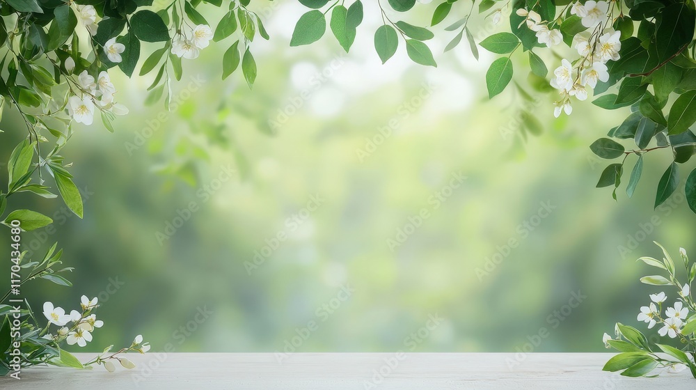 Obraz premium Serene Nature Background with Blossoms and Greenery