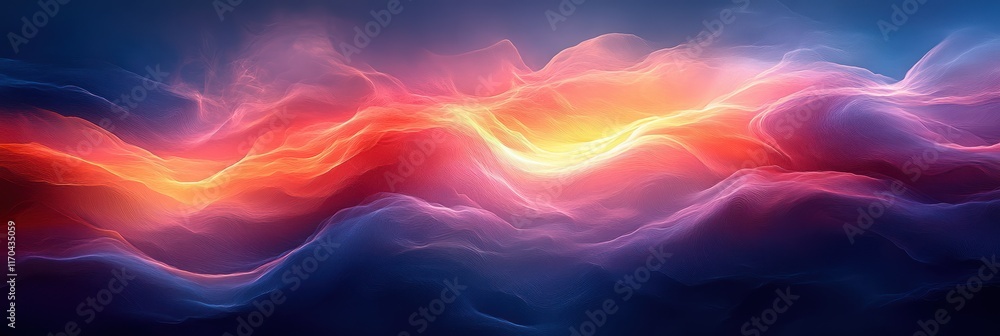 Obraz premium Abstract Gradient Background with Fluid Waves in Pink Blue and Orange for Creative Visual Arts