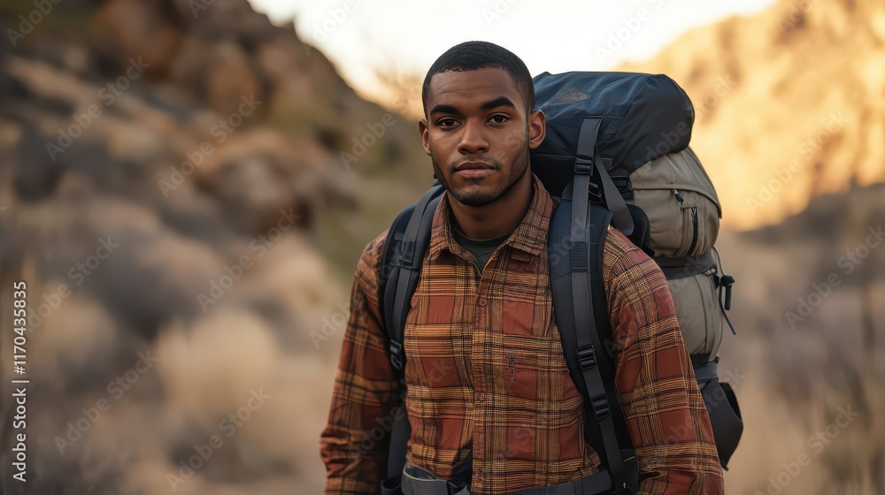 Obraz premium Young Hiker in Nature with Backpack 