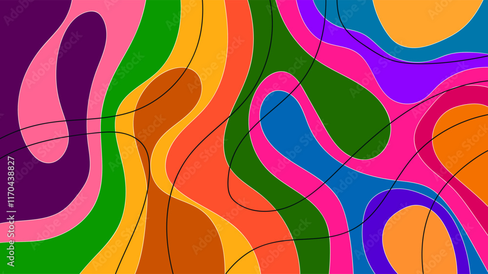 Obraz premium ABSTRACT BACKGROUND WITH HAND DRAWN SHAPES COLORFUL FLAT DESIGN VECTOR TEMPLATE FOR WALLPAPER, COVER DESIGN