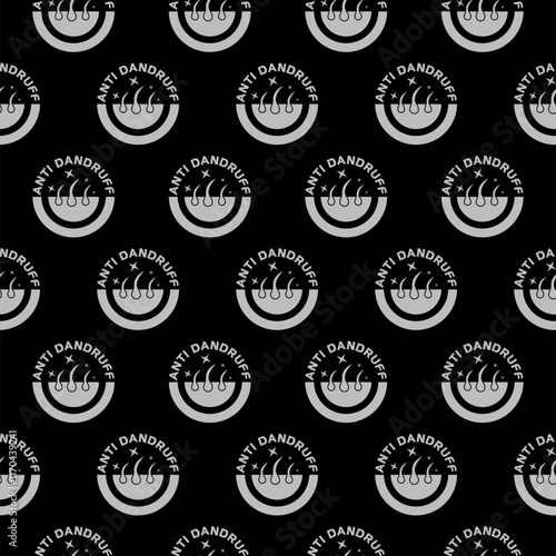 Anti dandruff icon seamless pattern isolated on black background