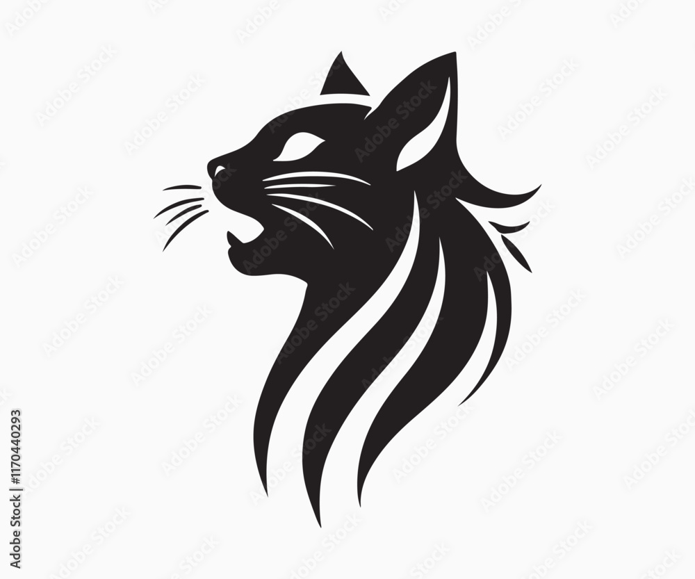 Obraz premium minimalist silhouette of a cat in black and white