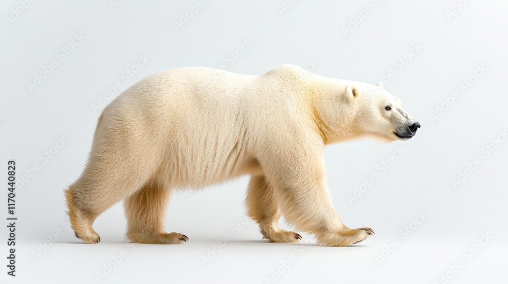 Fototapeta premium Polar Bear Walking on White Background