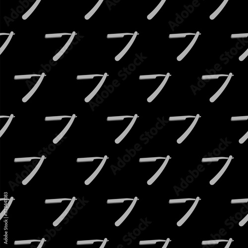 Straight razor icon seamless pattern isolated on black background