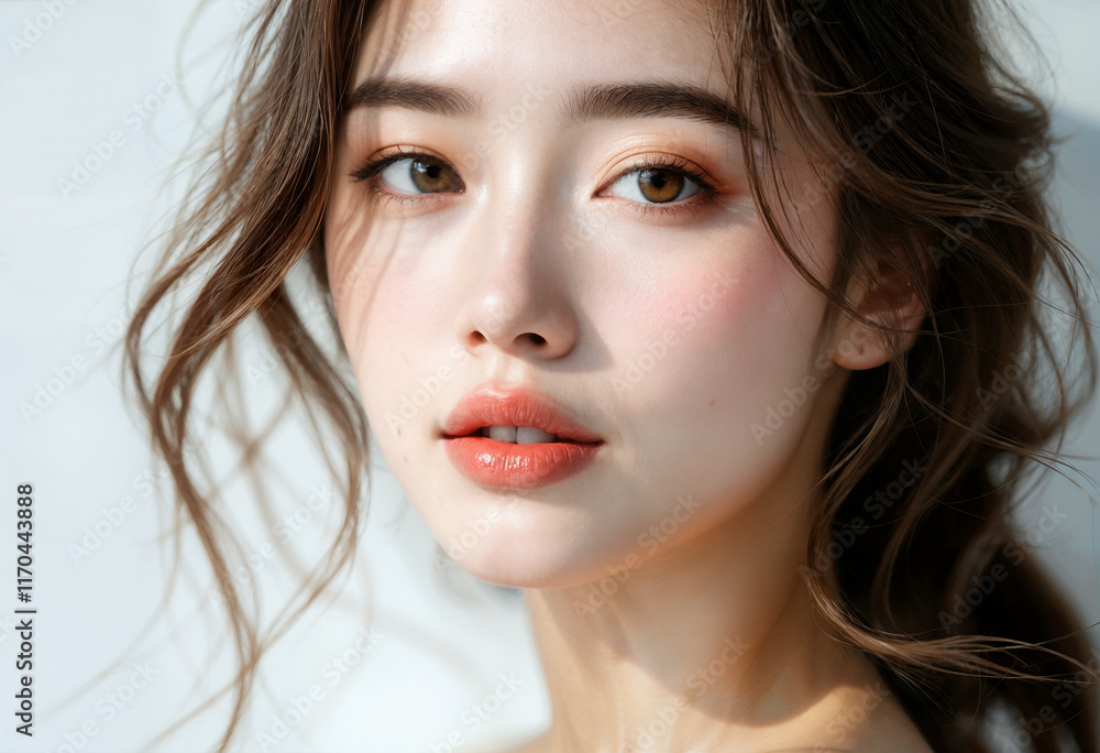 Elegance in Simplicity: A 22-Year-Old Korean Female Model’s Graceful Pose and Soft Waves in a Clean Studio Setting Elegance in Simplicity: A 22-Year-Old Korean Female Model’s Graceful Pose and Soft Waves in a Clean Studio Setting