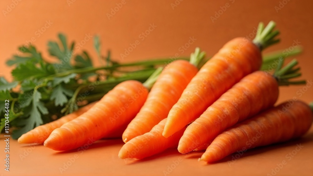 A bunch of carrots on an orange background A bunch of carrots on an orange background