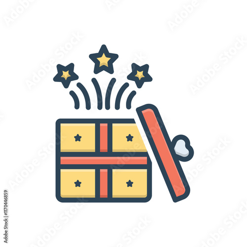 Color illustration icon for gift