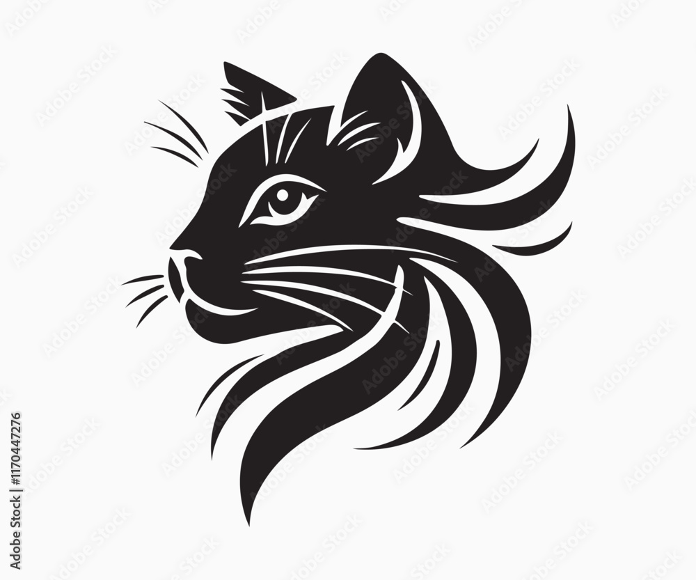 Obraz premium minimalist silhouette of a cat in black and white