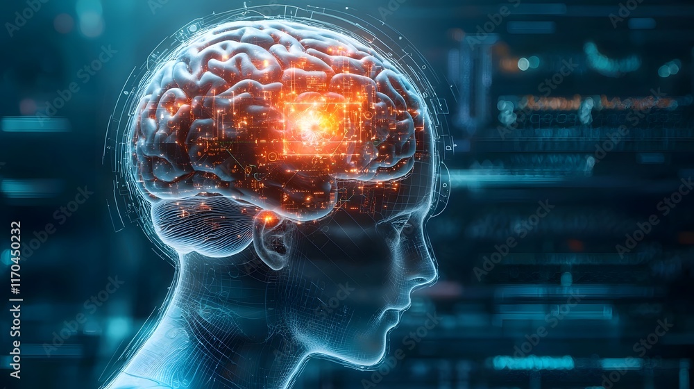 Futuristic Holographic Quantum Interface Guiding Surgeons During Deep Brain Stimulation Procedures with Copy Space at the Bottom Futuristic Holographic Quantum Interface Guiding Surgeons During Deep Brain Stimulation Procedures with Copy Space at the Bottom