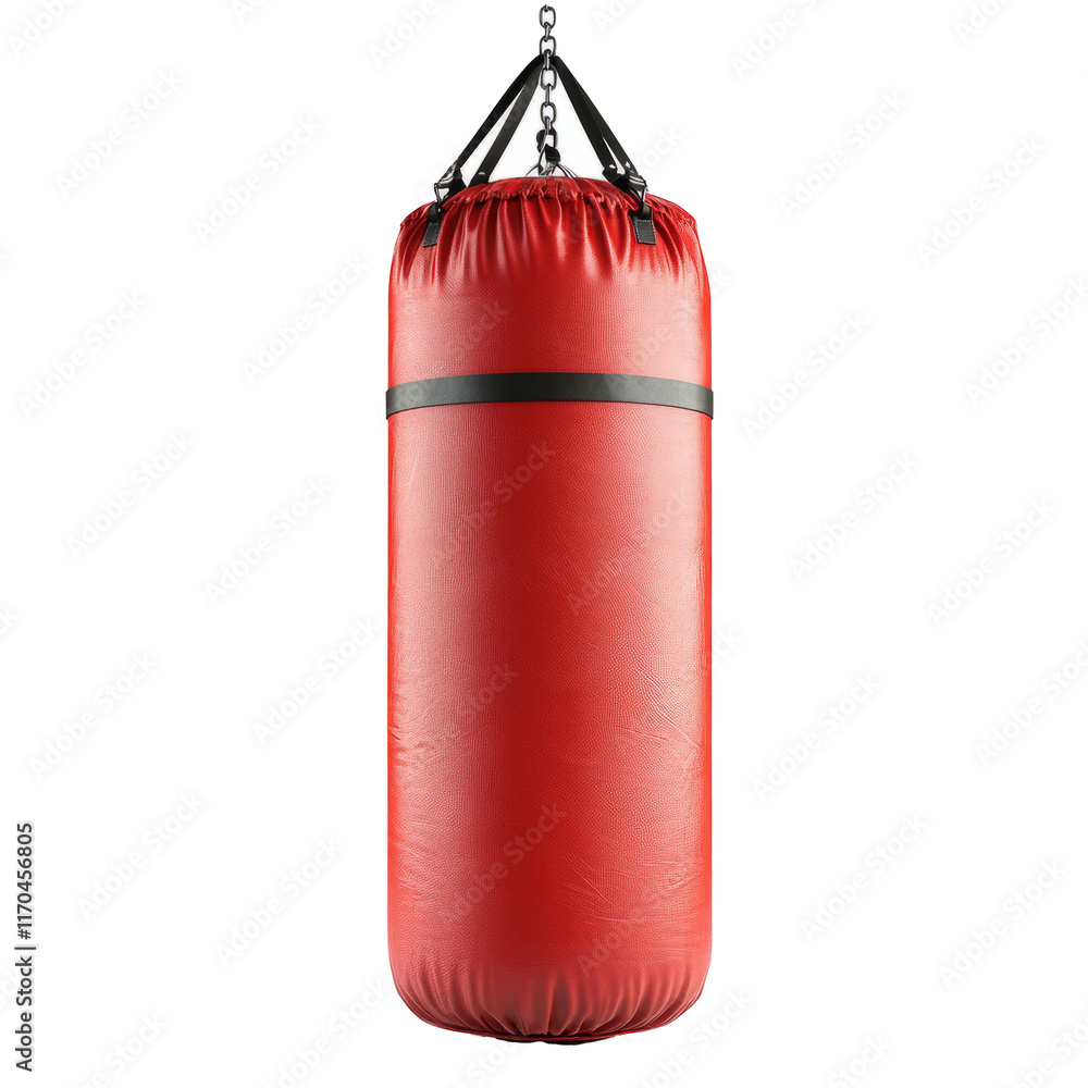 Punching boxing bag isolated on white background Punching boxing bag isolated on white background