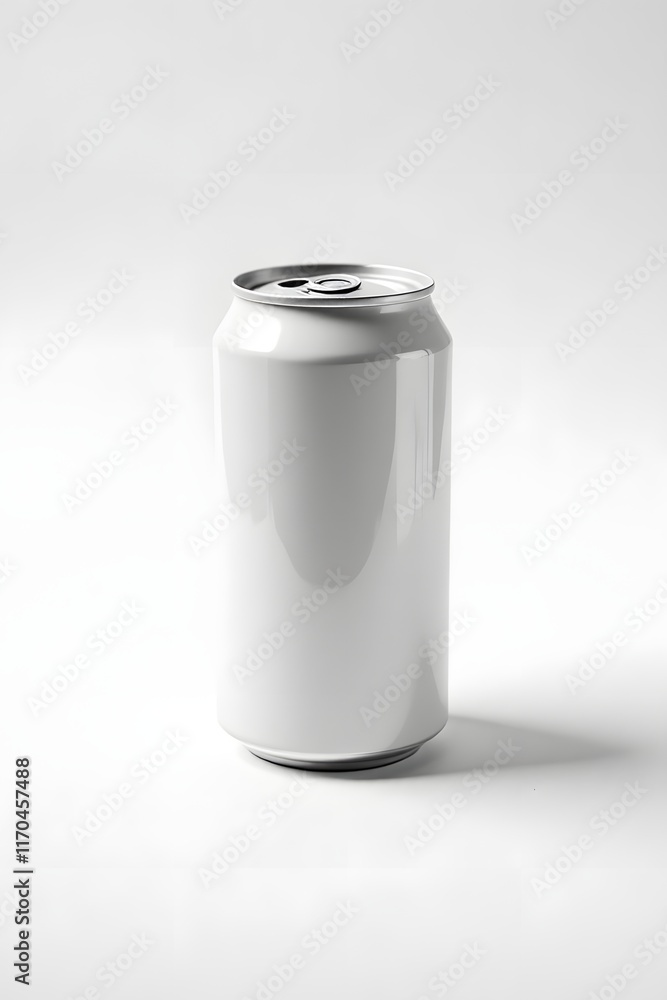 Sleek Metallic Can with Moisture Against a White Background
Sleek Metallic Can with Moisture Against a White Background
