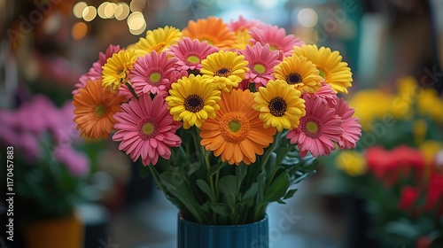 Wallpaper Mural A vibrant bouquet of Gerbera daisies, blooming with joyful colors, perfect for spring, summer, and floral themes, radiant and fresh, creating a sense of happiness and beauty. Torontodigital.ca