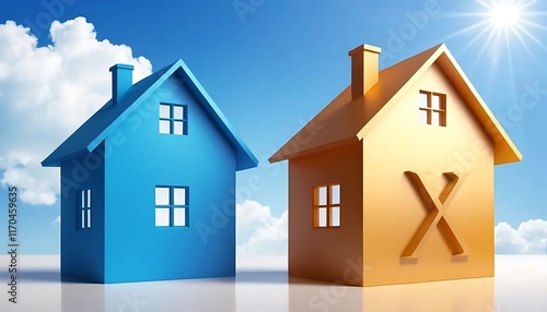 Wallpaper Mural Blue House And Gold House With Tax Symbol Torontodigital.ca