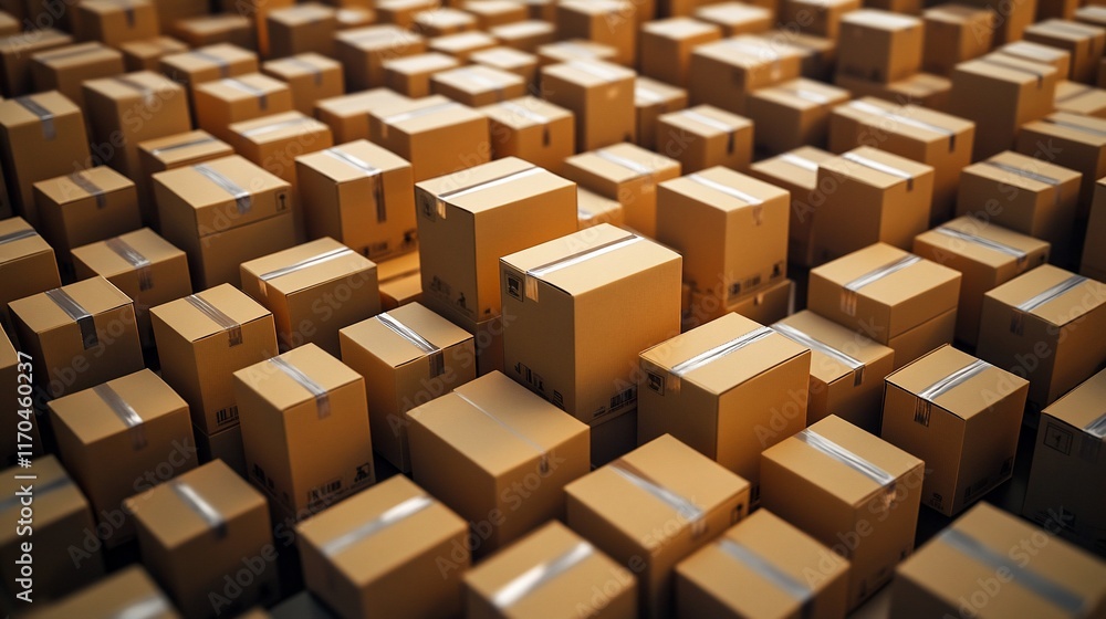 Fototapeta premium Warehouse Cardboard Boxes Storage Inventory Logistics