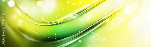 Vibrant lime green background with dynamic flowing lines and sparkling accents during daylight photo