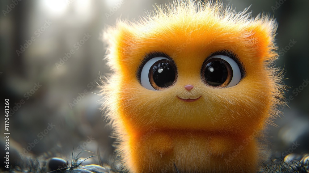 Adorable orange fluffy kitten in forest. Adorable orange fluffy kitten in forest.