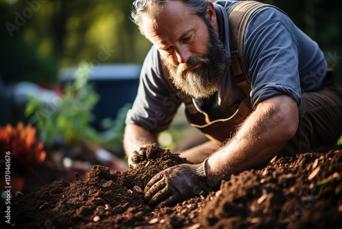 A scene depicting how soil profiles offer valuable information about past and geology of a specific area illustrating interrelation between soil and surrounding landscape photo