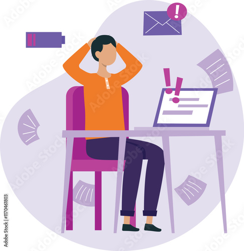 Emotional Burnout Vector Illustration