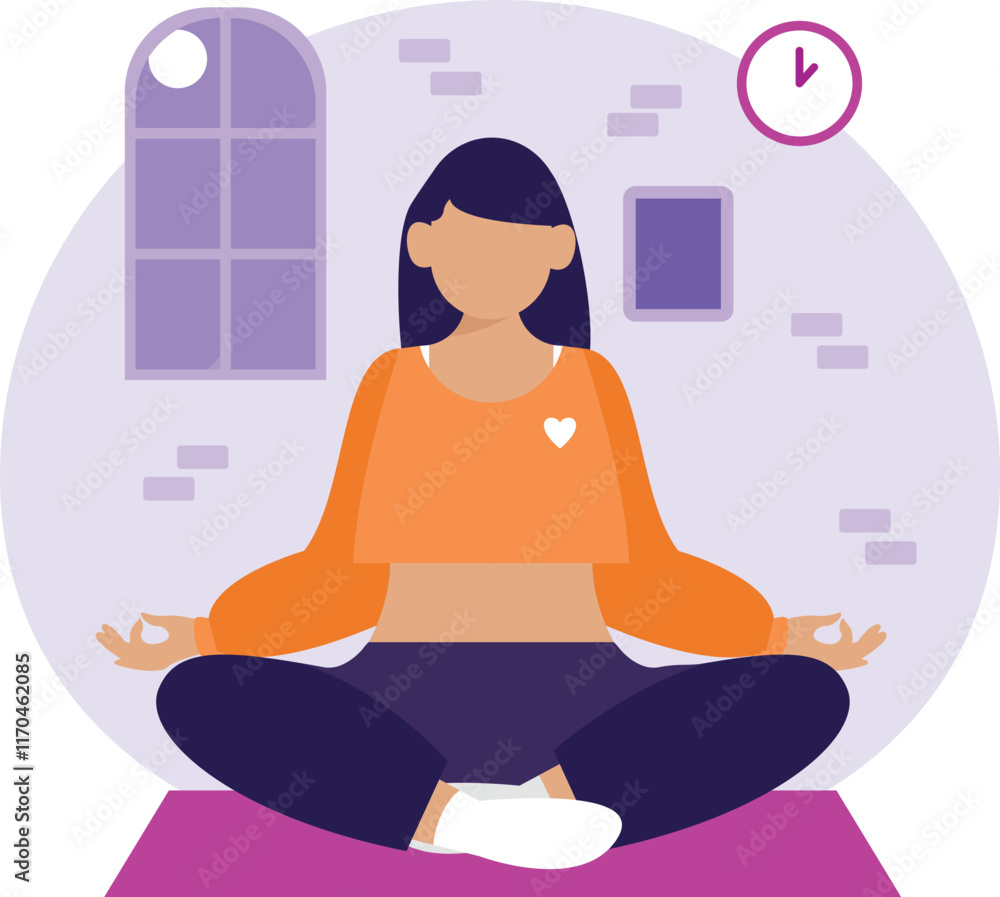 Obraz premium Doing Meditation Vector Illustration