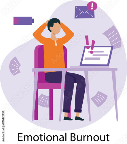 Emotional Burnout Vector Illustration