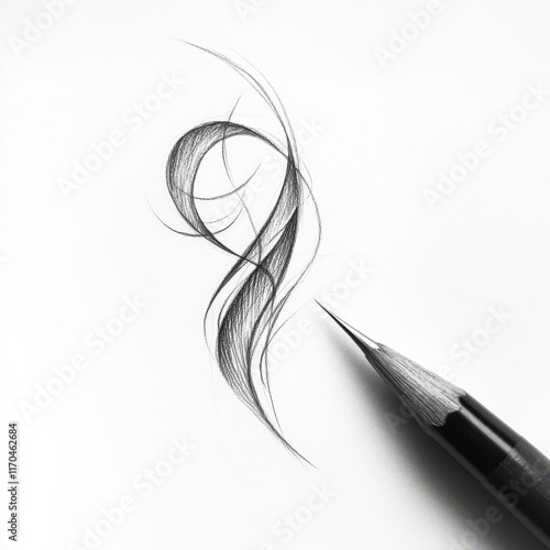 Detailed sketch of a company logo on a card created with precision using pencil photo