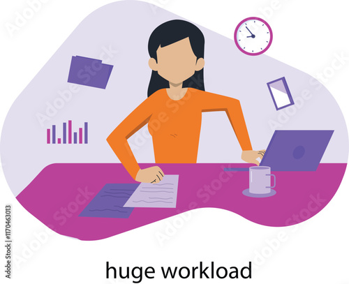 huge workload Vector Illustration