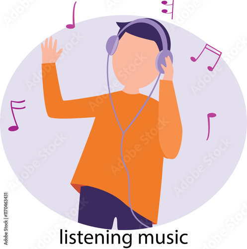 listening music Vector Illustration