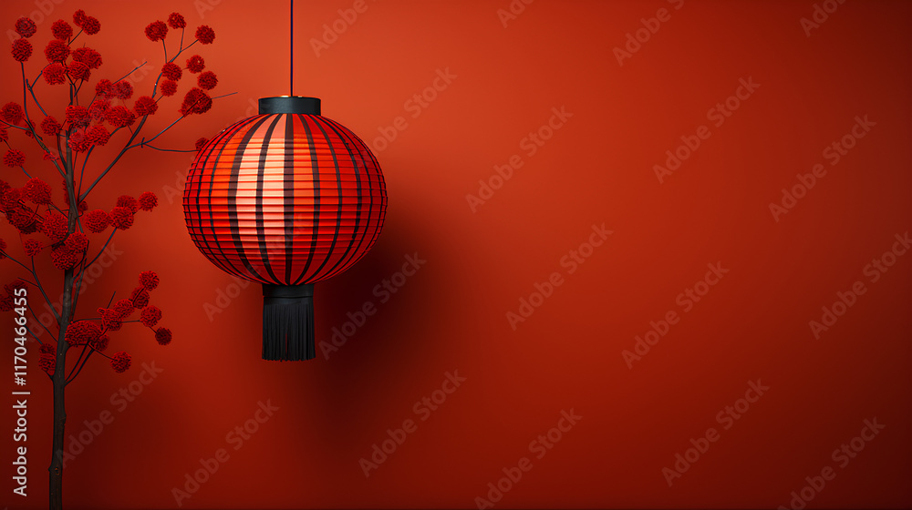 Fototapeta premium chinese lantern with a minimalist style background